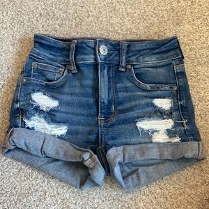 American Eagle Blue Ripped Jean Shorts